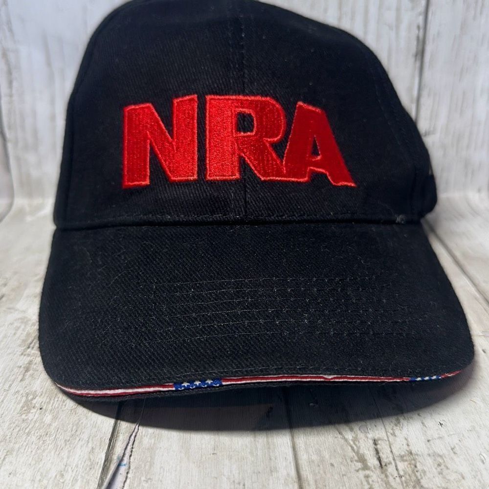 NRA National Rifle Association Ball Cap Hat Black With Red‎ Letters Strapback